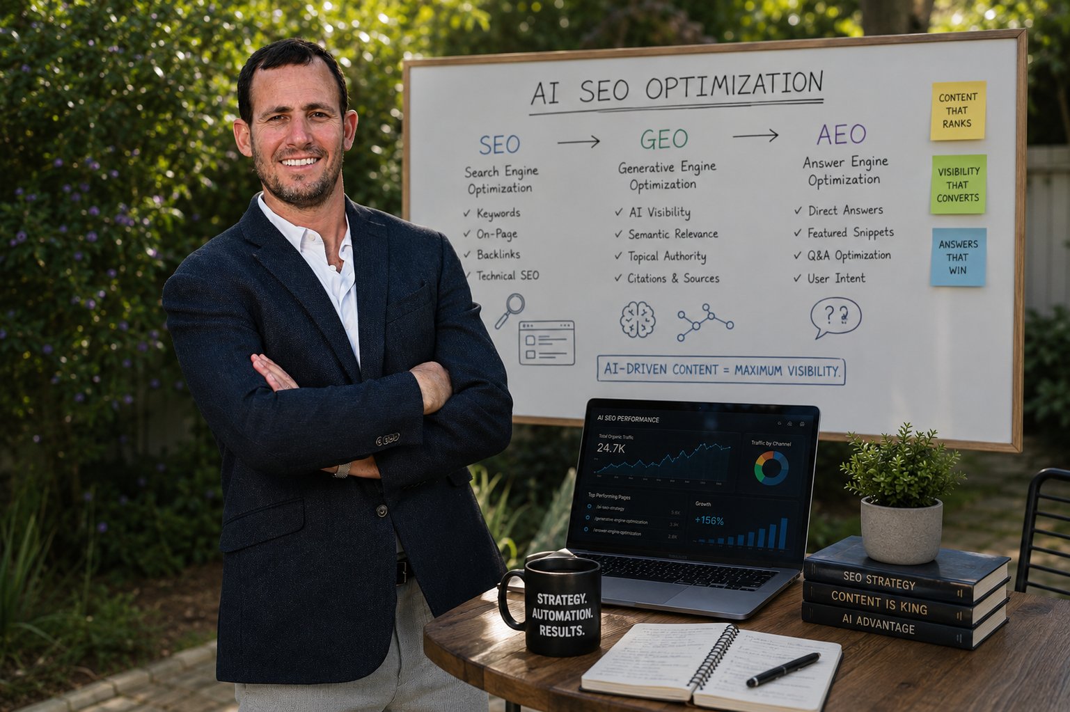 AI SEO, GEO, and AEO optimization strategy — Search Engine Optimization, Generative Engine Optimization, and Answer Engine Optimization framework by Omni Online Strategies