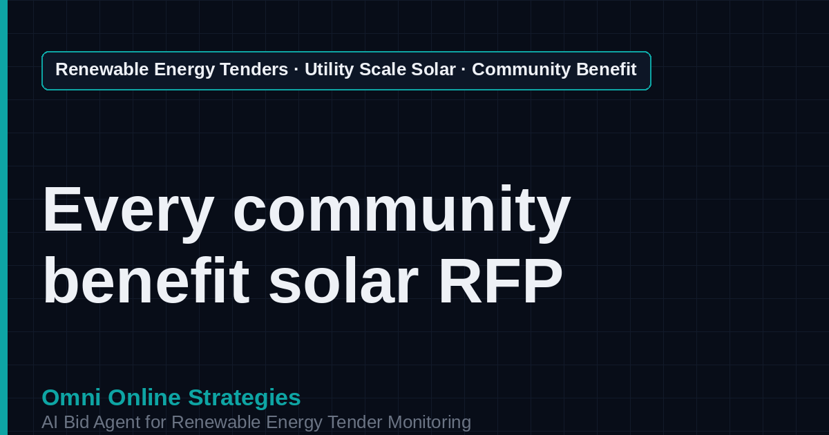 AI Agent That Finds Community Benefit Solar Tenders for Solar Developers