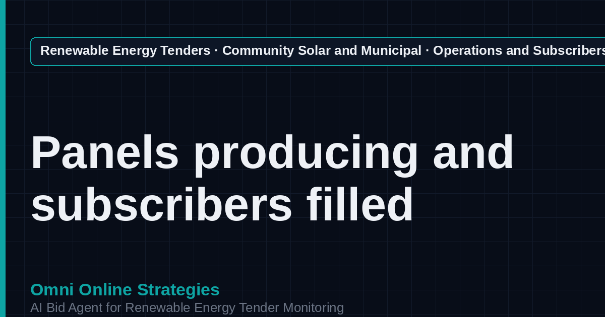 AI Agent That Finds Community Solar Operations and Subscriber Management Tenders for Community Solar Developers