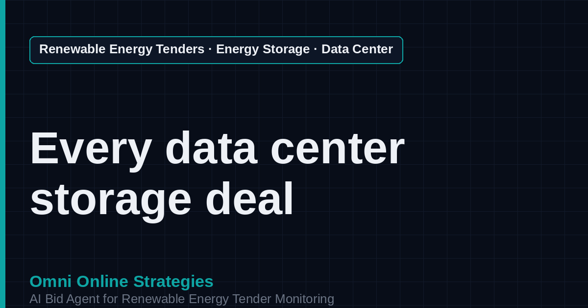 AI Agent That Finds Data Center Colocated Storage Tenders for Storage Developers