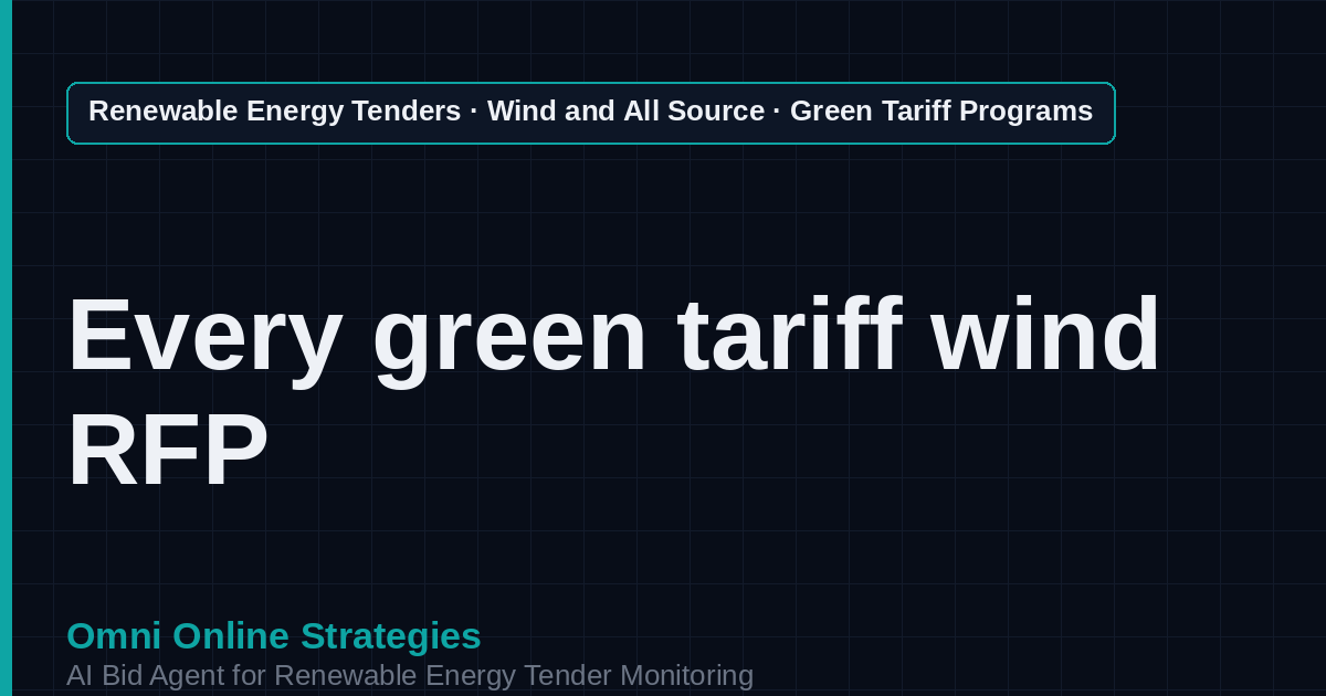 AI Agent That Finds Green Tariff Wind Tenders for Wind Developers