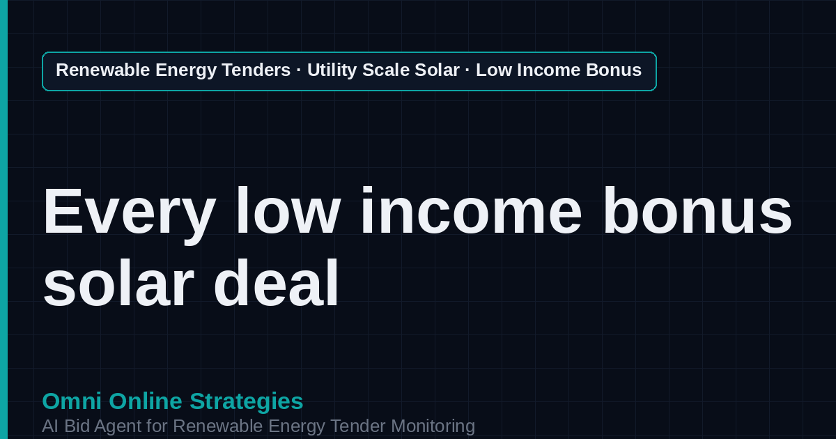 AI Agent That Finds Low Income Communities Bonus Solar Tenders for Solar Developers