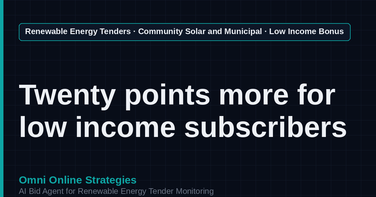 AI Agent That Finds Low Income Community Solar Tenders for Community Solar Developers