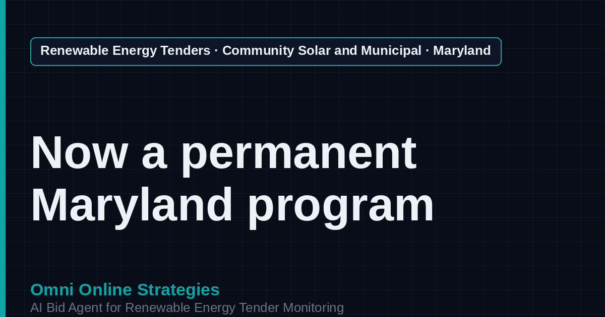 AI Agent That Finds Maryland Community Solar Tenders for Community Solar Developers