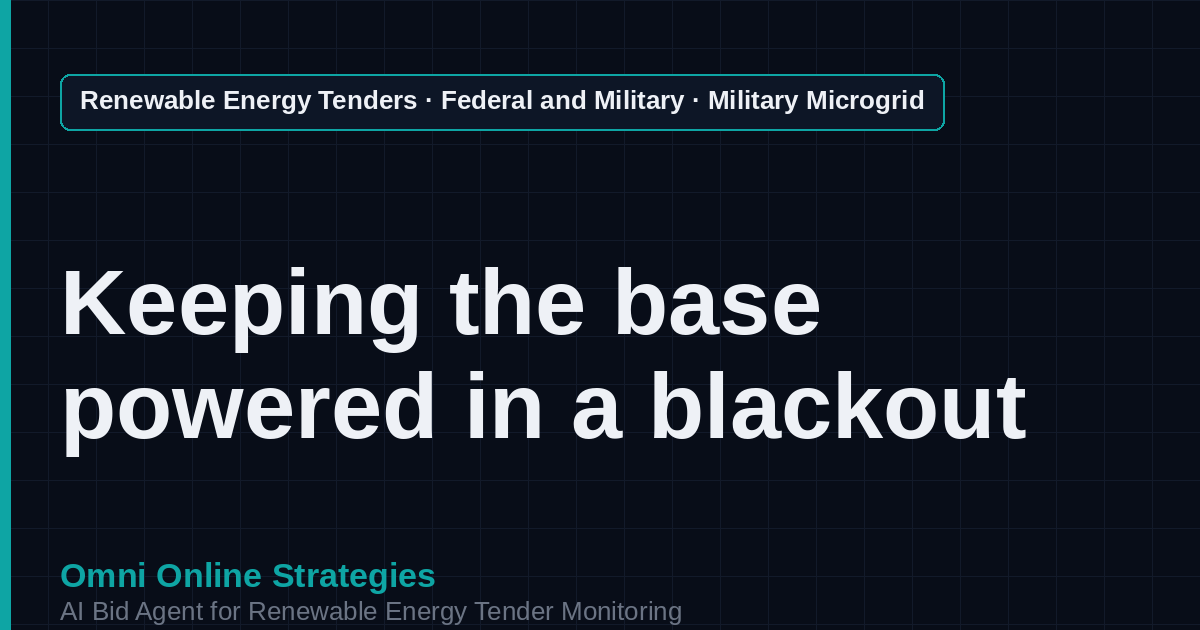 AI Agent That Finds Military Microgrid and Resilience Tenders for Microgrid Developers