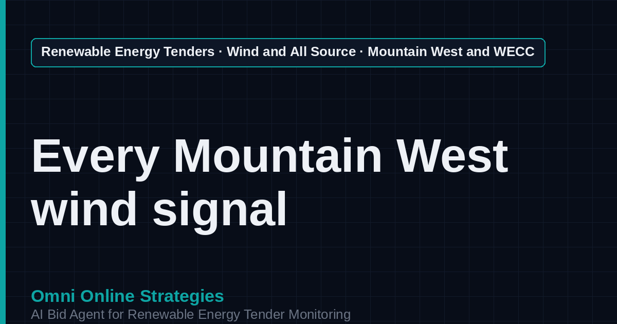 AI Agent That Finds Mountain West Wind Tenders for Wind Developers
