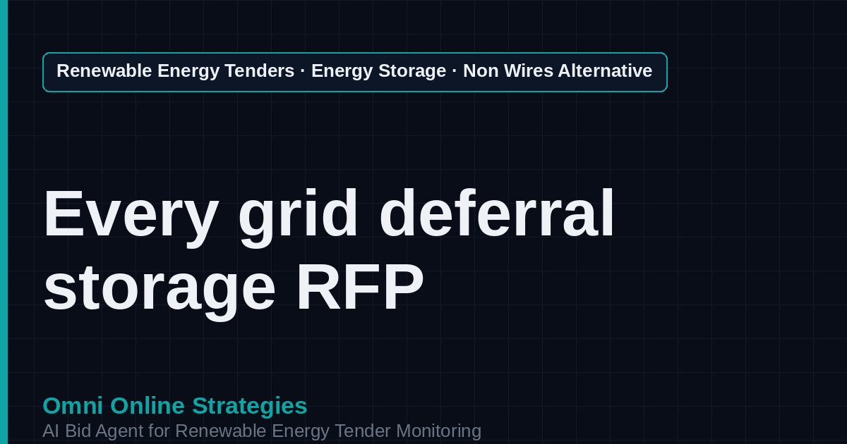 AI Agent That Finds Non Wires Alternative Storage Tenders for Storage Developers