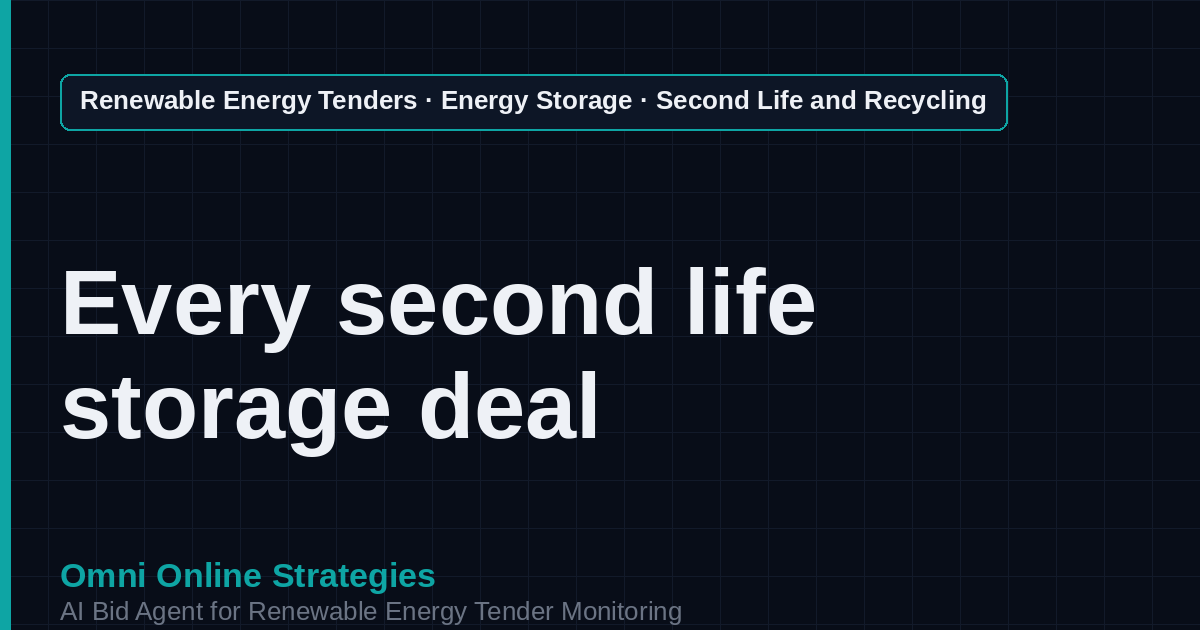 AI Agent That Finds Second Life and Recycling Storage Tenders for Storage Developers