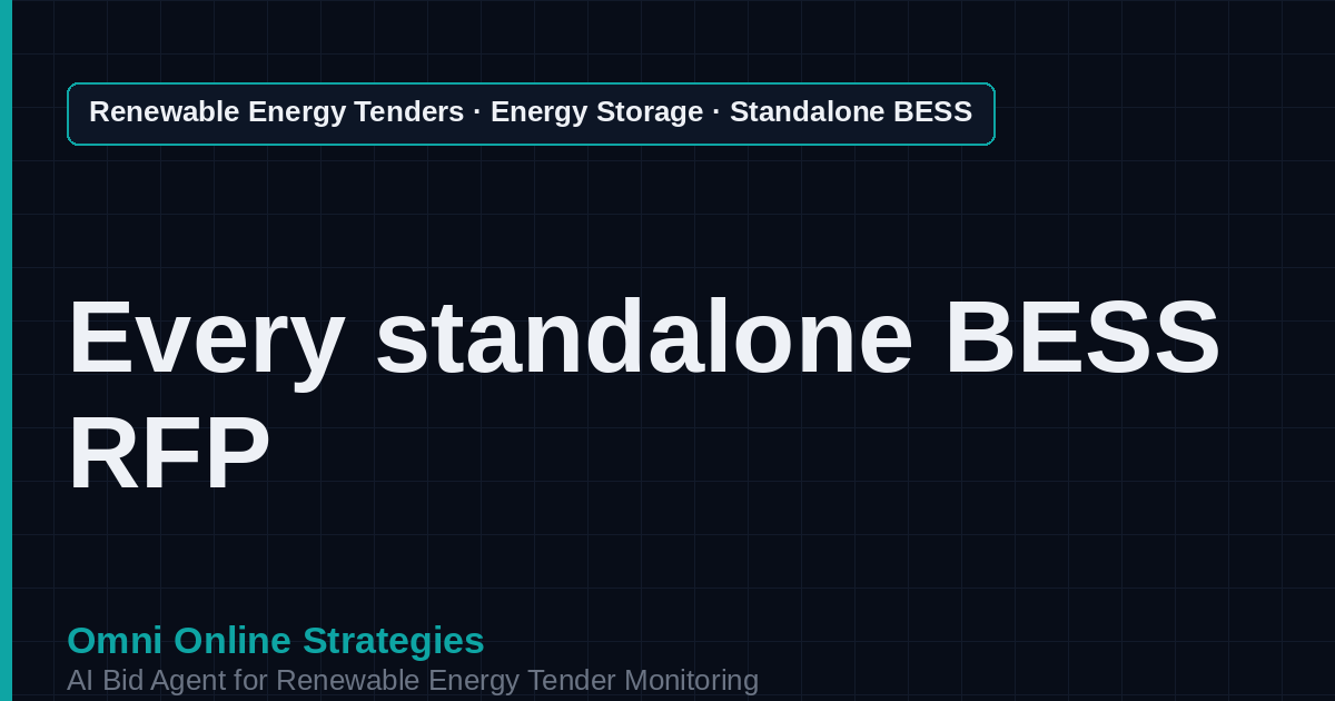 AI Agent That Finds Standalone Battery Storage Capacity Tenders for Storage Developers