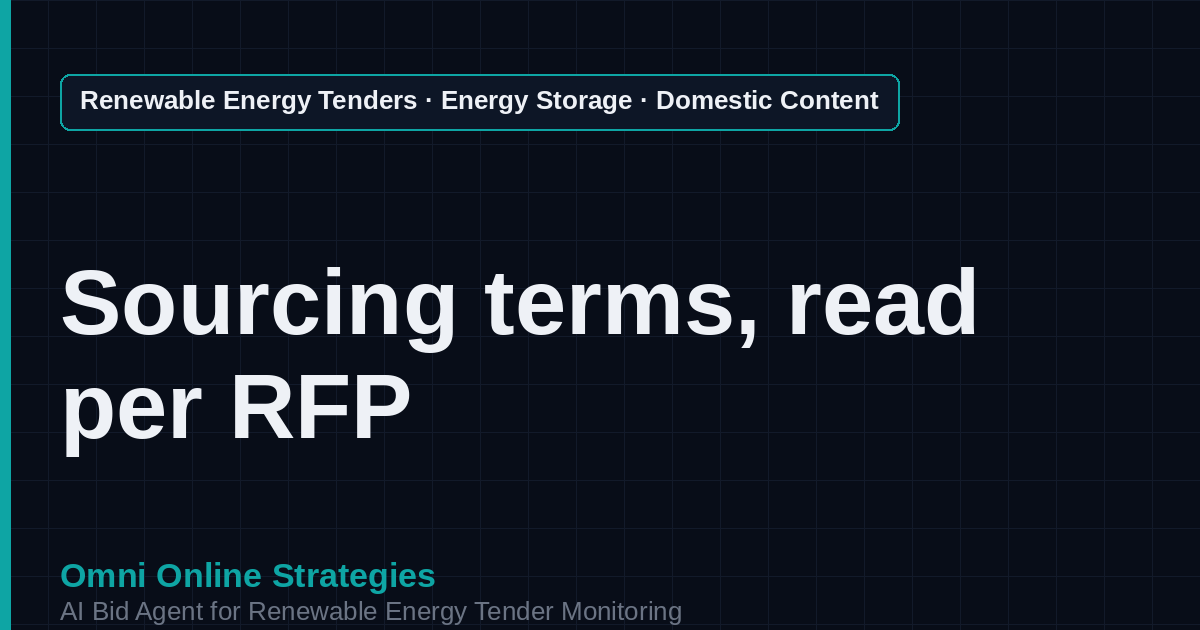 AI Agent That Finds Storage Domestic Content Tenders for Storage Developers