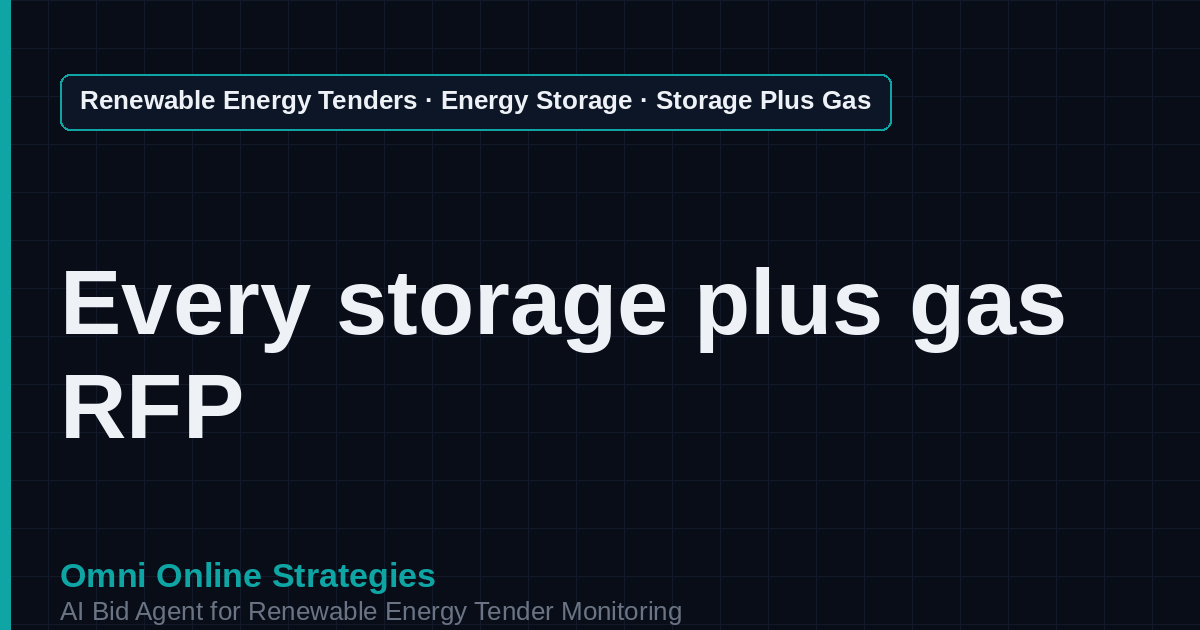 AI Agent That Finds Storage Paired With Gas Generation Tenders for Storage Developers