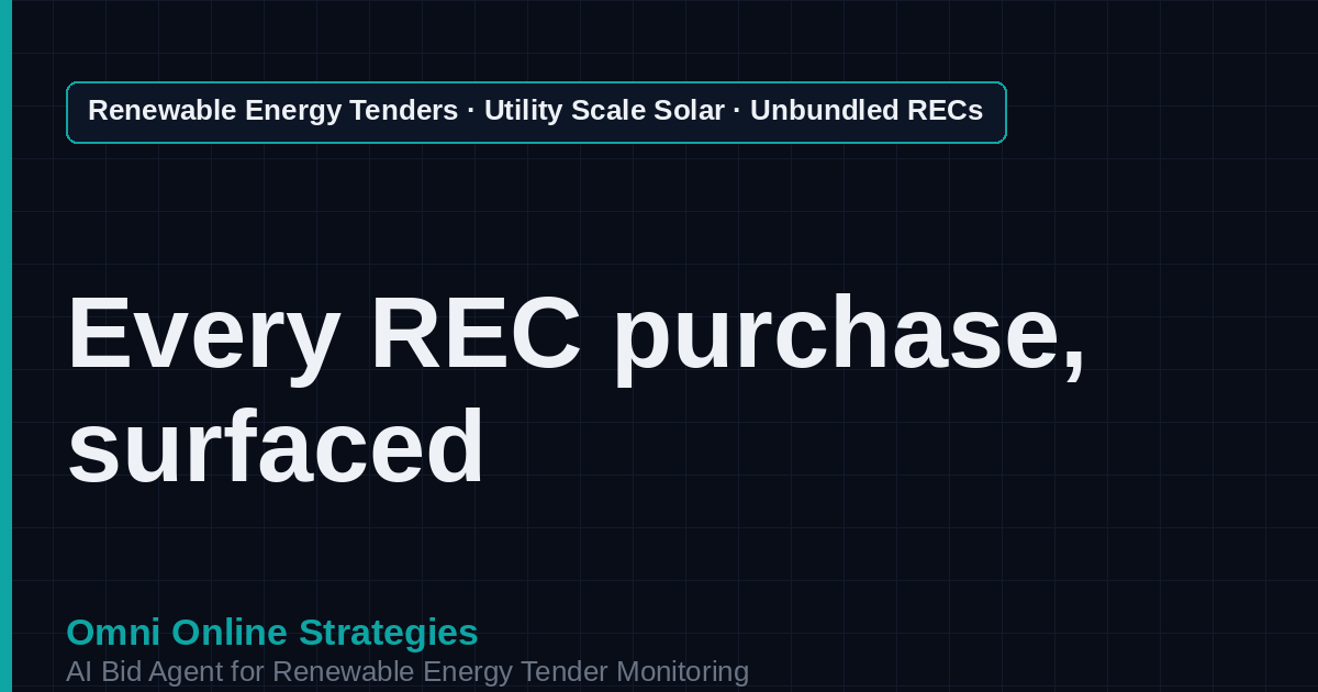 AI Agent That Finds Unbundled REC Solar Tenders for Solar Developers