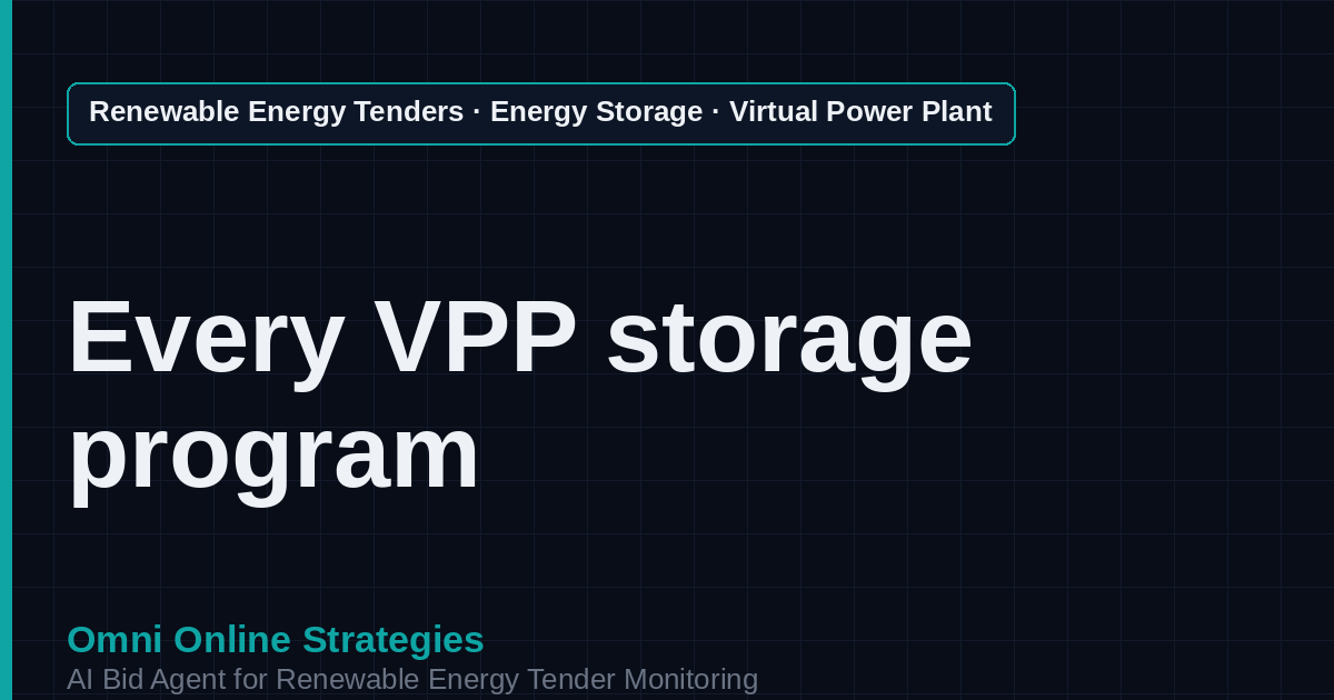 AI Agent That Finds Virtual Power Plant Storage Tenders for Storage Developers