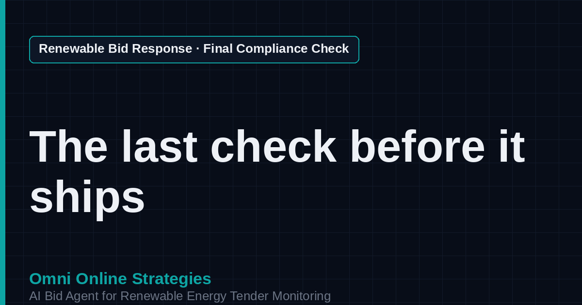 AI Agent That Runs the Final Compliance Check for Renewable Energy Developers