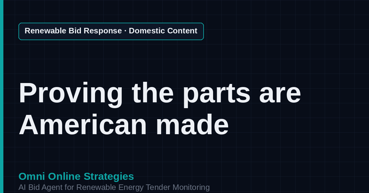 AI Agent That Writes the Domestic Content Compliance for Solar Developers