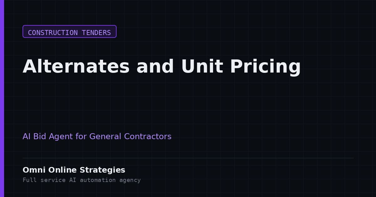 AI Bid Agent That Tracks Alternates and Unit Pricing in Public Construction Bids