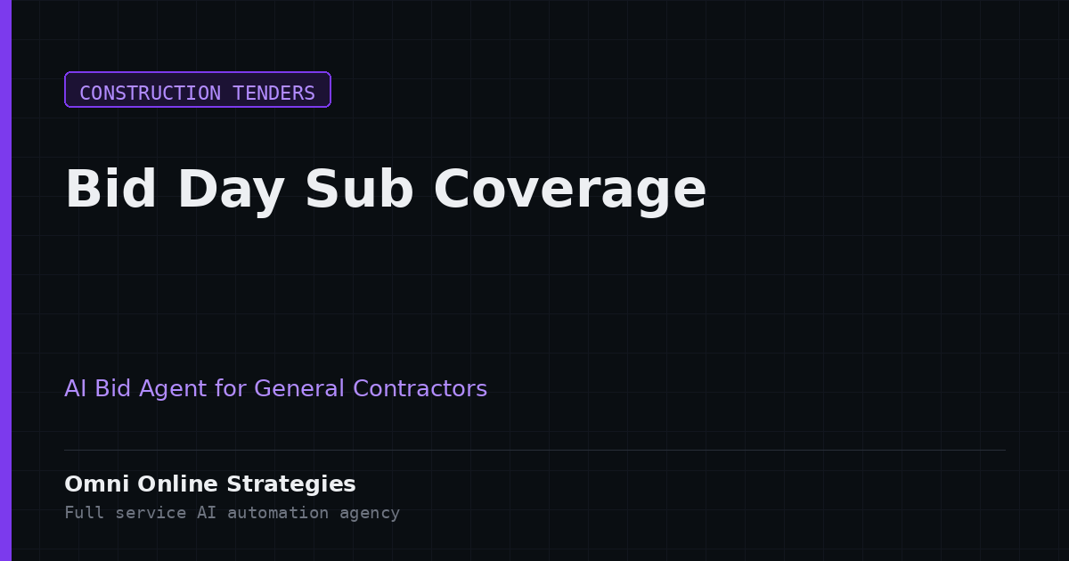 AI Bid Agent for Bid Day Sub Coverage and Bid Shopping Rules, Built for General Contractors