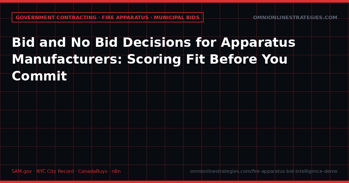 Bid and No Bid Decisions for Apparatus Manufacturers: Scoring Fit Before You Commit