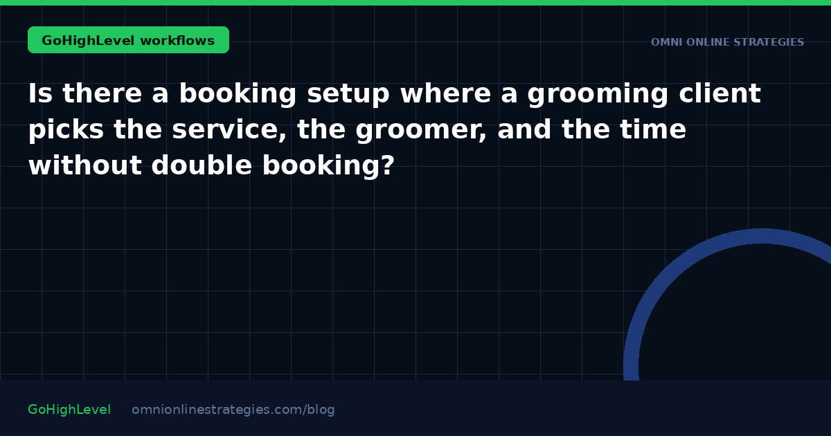 Is there a booking setup where a grooming client picks the service, the groomer, and the time without double booking?
