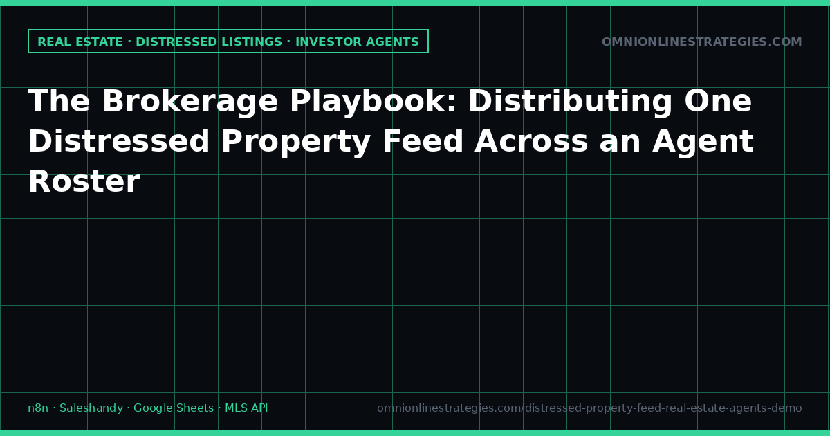The Brokerage Playbook: Distributing One Distressed Property Feed Across an Agent Roster