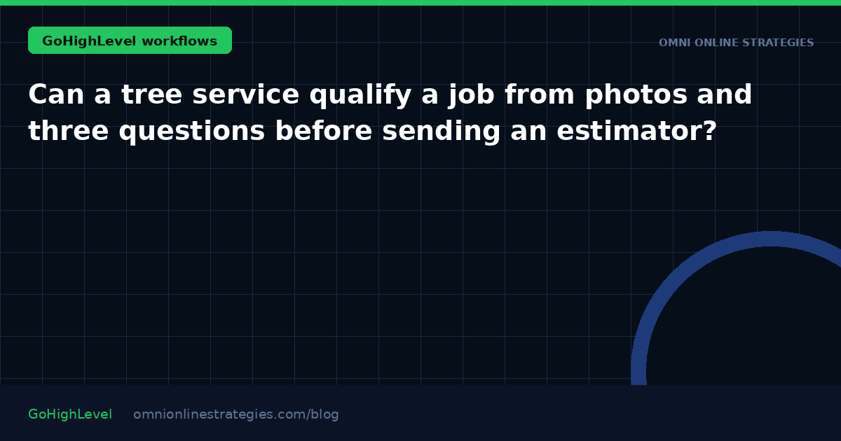 Can a tree service qualify a job from photos and three questions before sending an estimator?