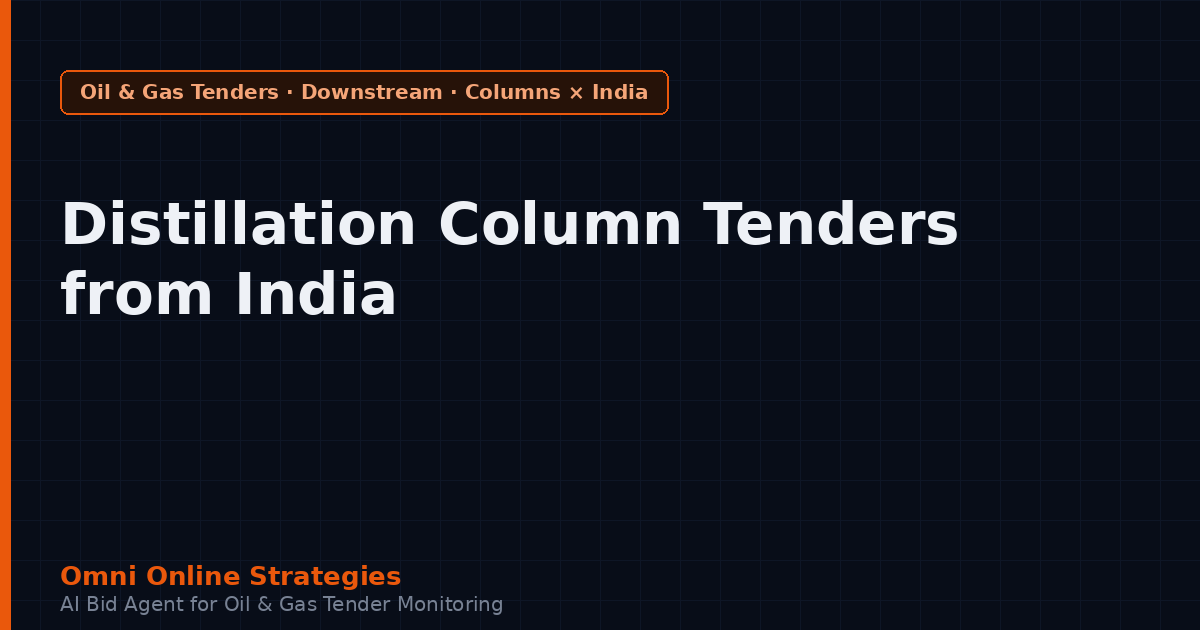 Distillation Column Tenders from India State Refiners