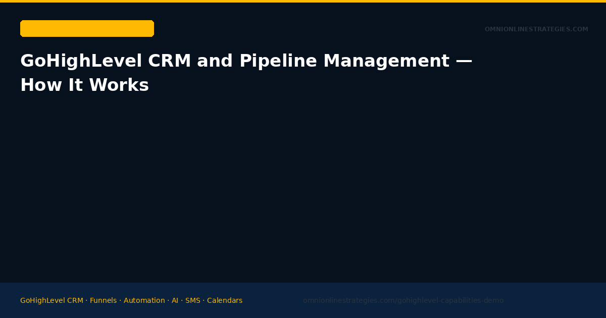 GoHighLevel CRM and Pipeline Management — How It Works