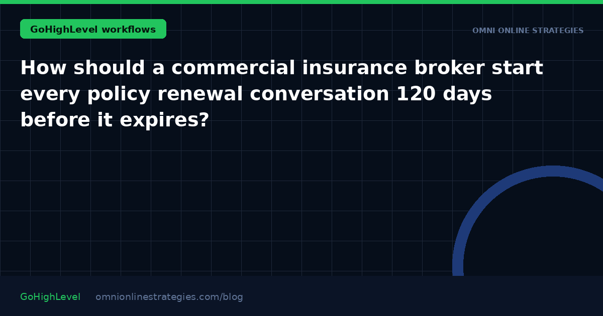 How should a commercial insurance broker start every policy renewal conversation 120 days before it expires?