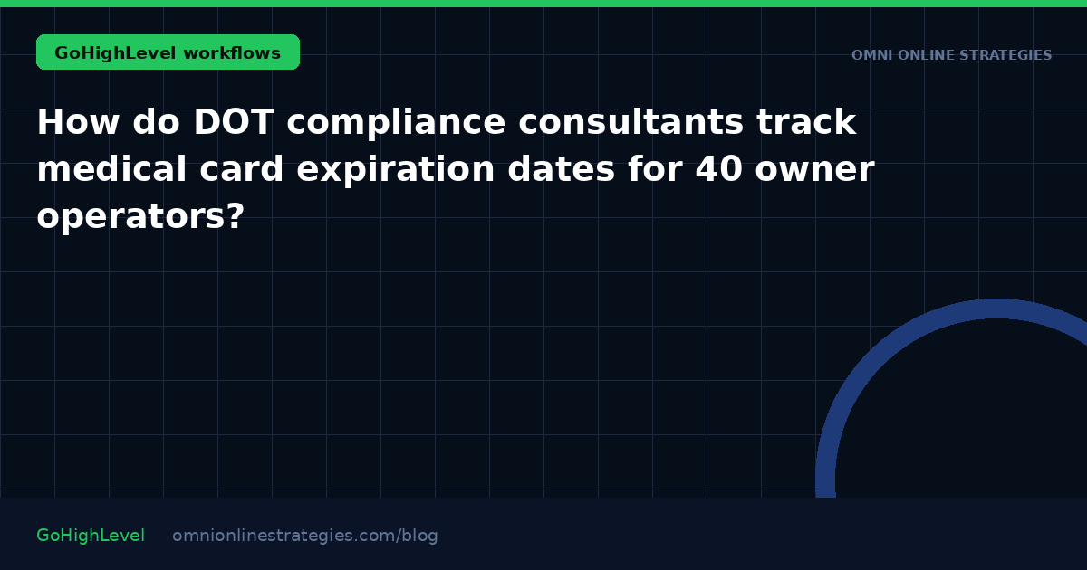 How do DOT compliance consultants track medical card expiration dates for 40 owner operators?
