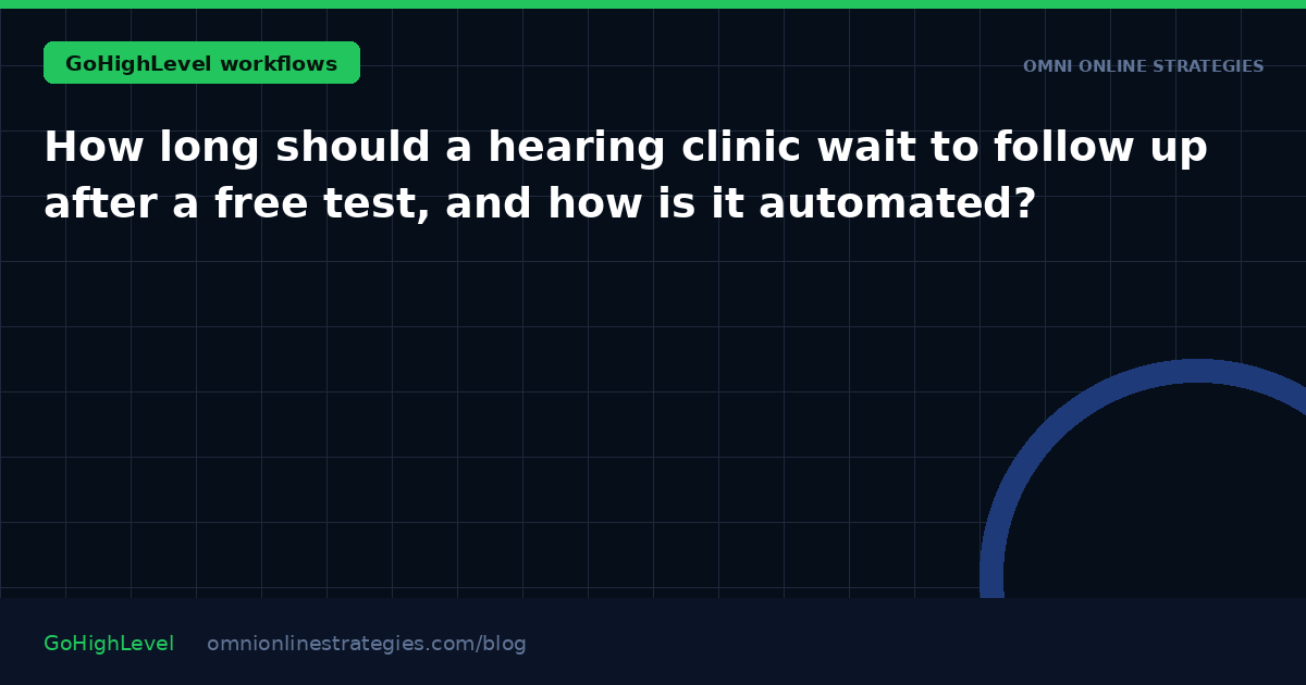 How long should a hearing clinic wait to follow up after a free test, and how is it automated?