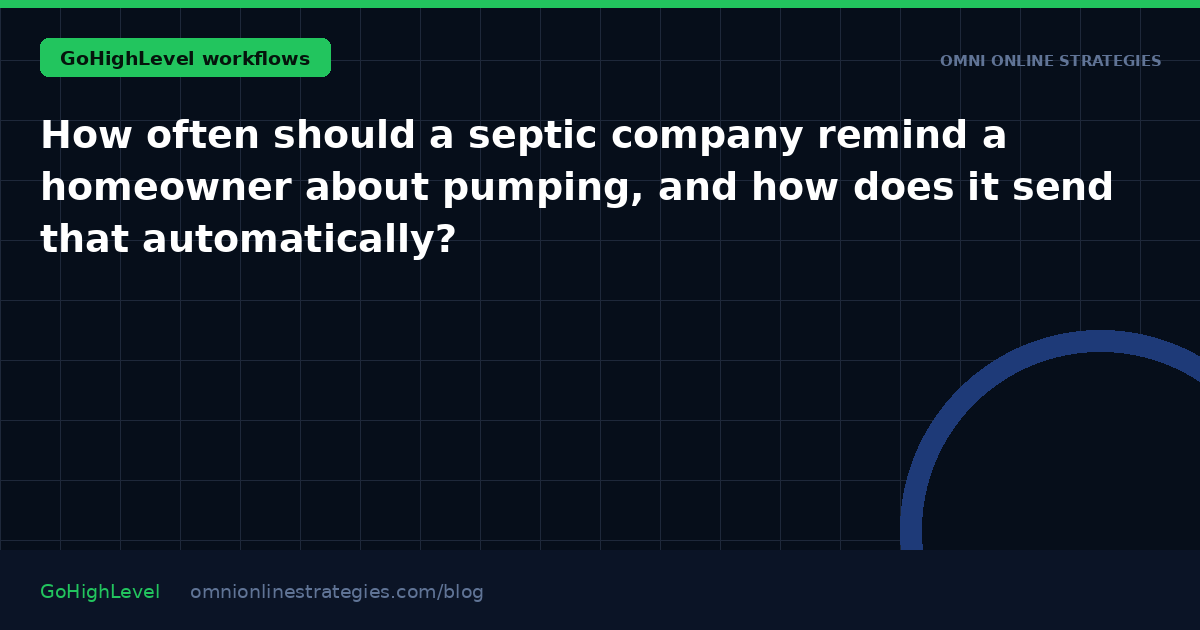 How often should a septic company remind a homeowner about pumping, and how does it send that automatically?