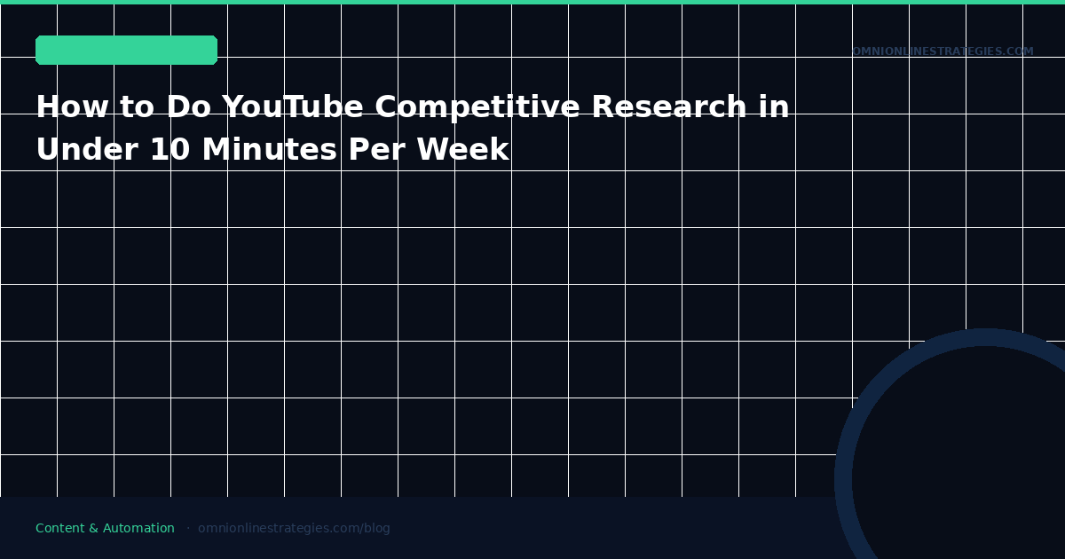 How to Do YouTube Competitive Research in Under 10 Minutes Per Week