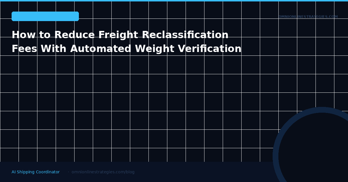 How to Reduce Freight Reclassification Fees With Automated Weight Verification