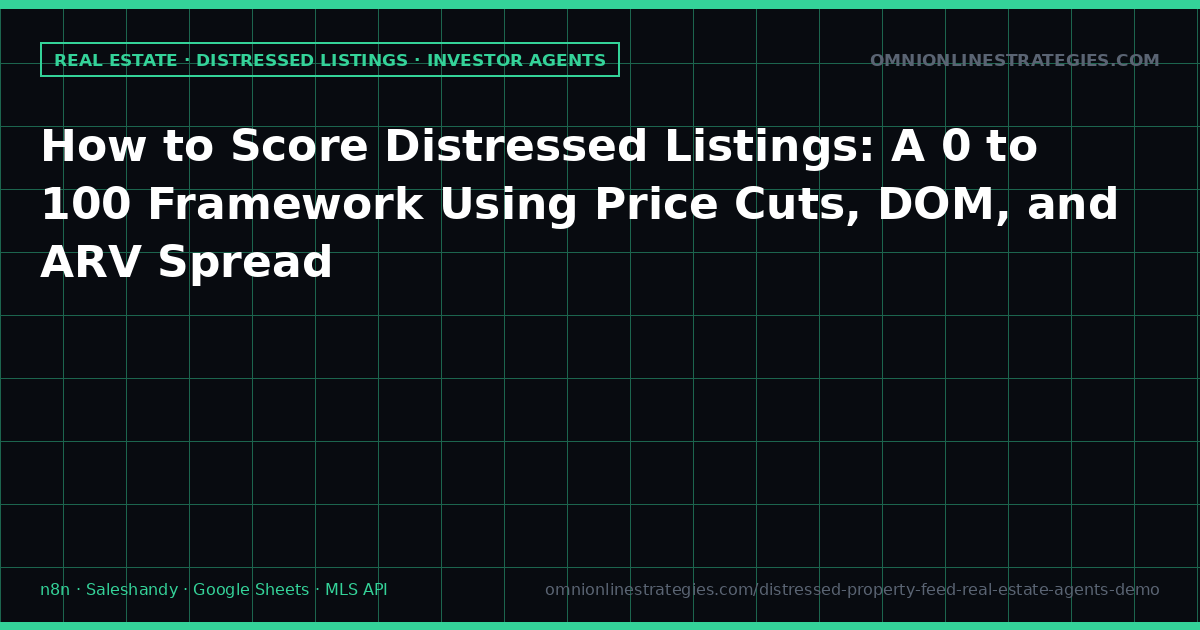 How to Score Distressed Listings: A 0 to 100 Framework Using Price Cuts, DOM, and ARV Spread
