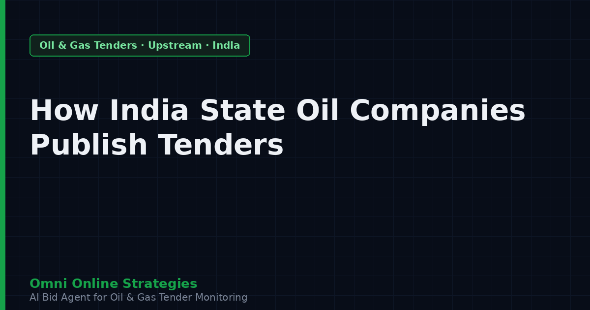 How India State Oil and Gas Companies Publish Upstream Equipment Tenders