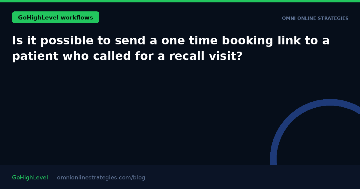 Is it possible to send a one time booking link to a patient who called for a recall visit?