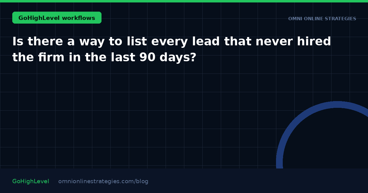 Is there a way to list every lead that never hired the firm in the last 90 days?