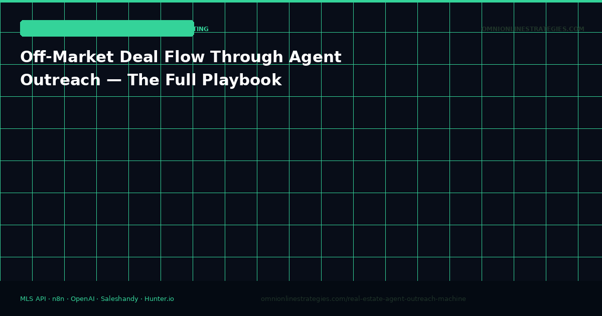 Off-Market Real Estate Deal Flow Through Agent Outreach — The Full Playbook