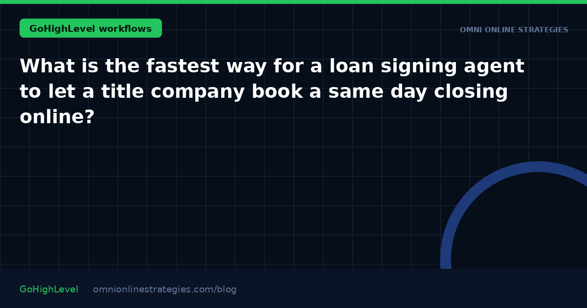 What is the fastest way for a loan signing agent to let a title company book a same day closing online?