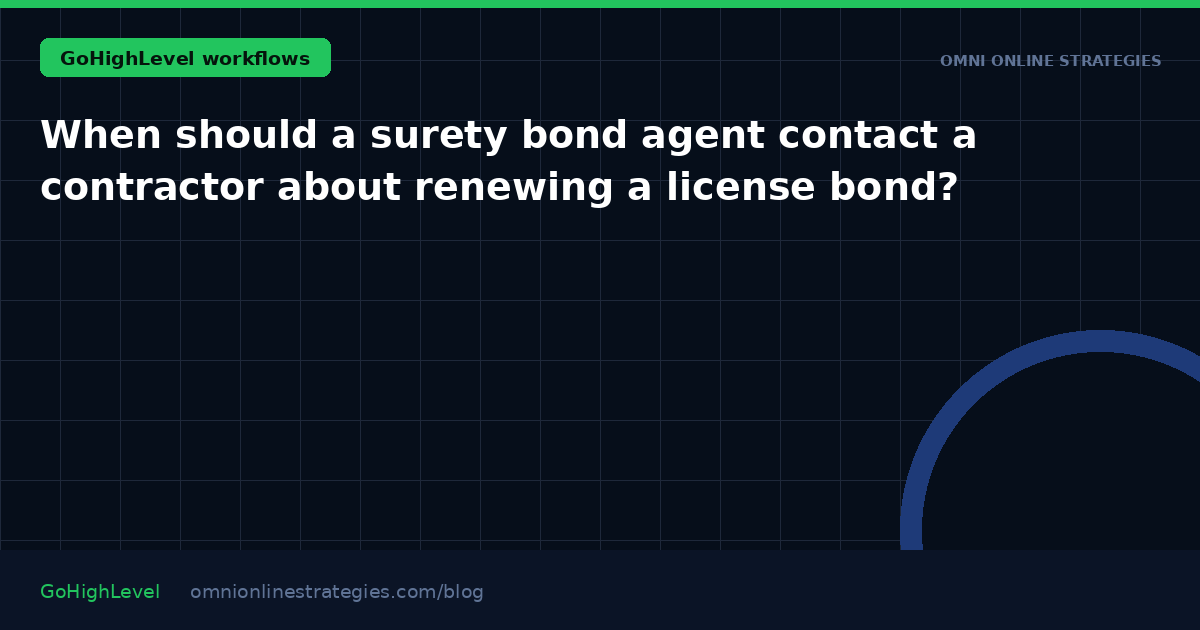 When should a surety bond agent contact a contractor about renewing a license bond?