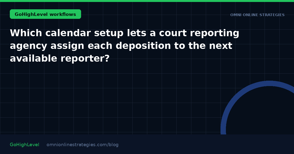 Which calendar setup lets a court reporting agency assign each deposition to the next available reporter?