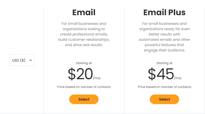 constant contact pricing plans