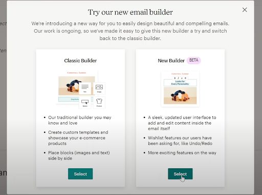 Mailchimp new builder