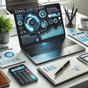 Email marketing dashboard displayed on a laptop with tools for finding email addresses and analytics, symbolizing strategies for successful outreach campaigns.